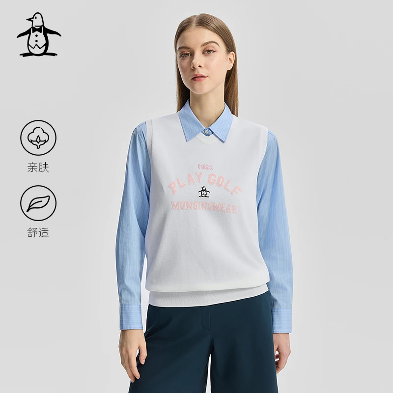 MUNSINGWEAR万星威高尔夫夏季女运动无袖针织衫马夹背心圆领马甲