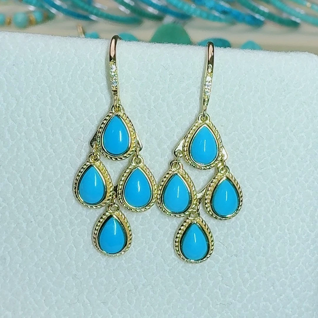 绿松石未镶嵌珠宝奇石精致孔雀公主耳环