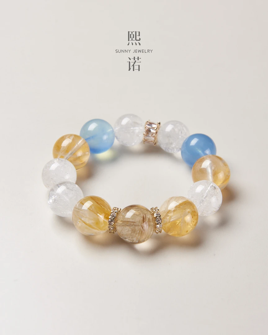 懒猫nono│Saynono 加州阳光_黄胶花天然水晶手链(多样性发其一)