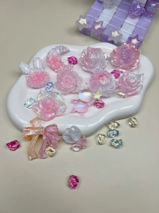 【粉色系花花4选2】萤火虫夜光树脂花DIY配饰