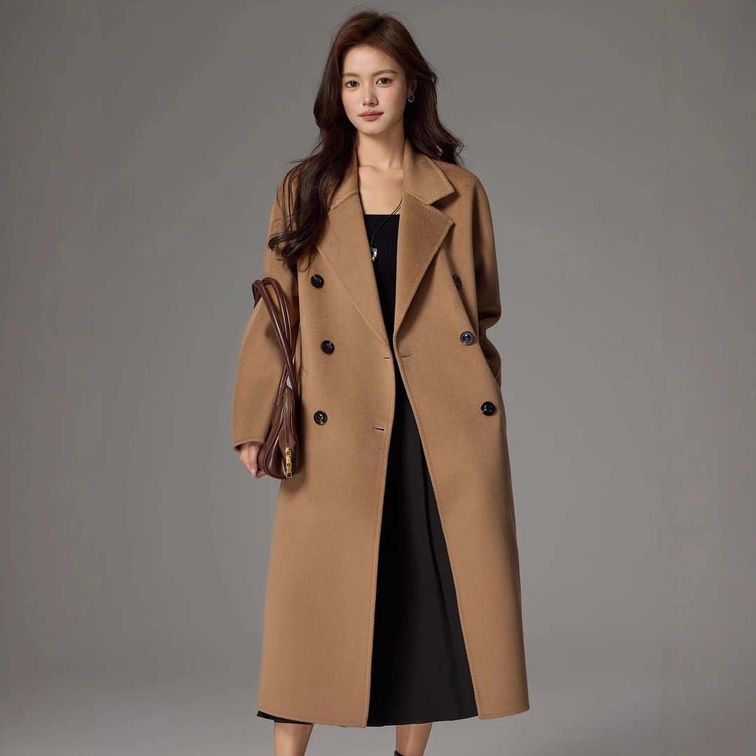 秋冬新款羊绒大衣宽松长款外套气质时尚设计感轻奢大衣潮流风衣