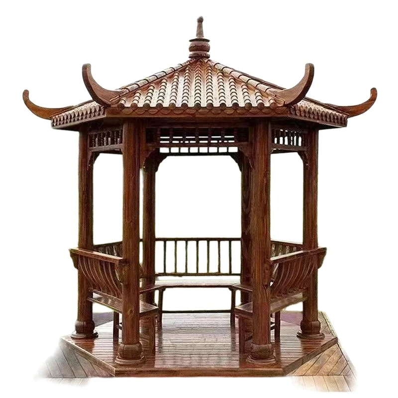 防腐木庭院休闲凉亭户外景观实木园林仿古古建四角六角亭定制