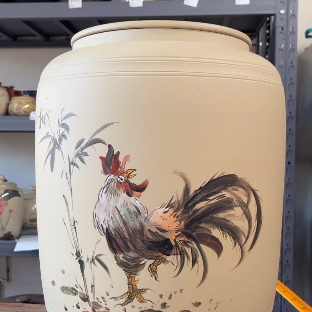 微瑕白泥彩绘四号茶缸