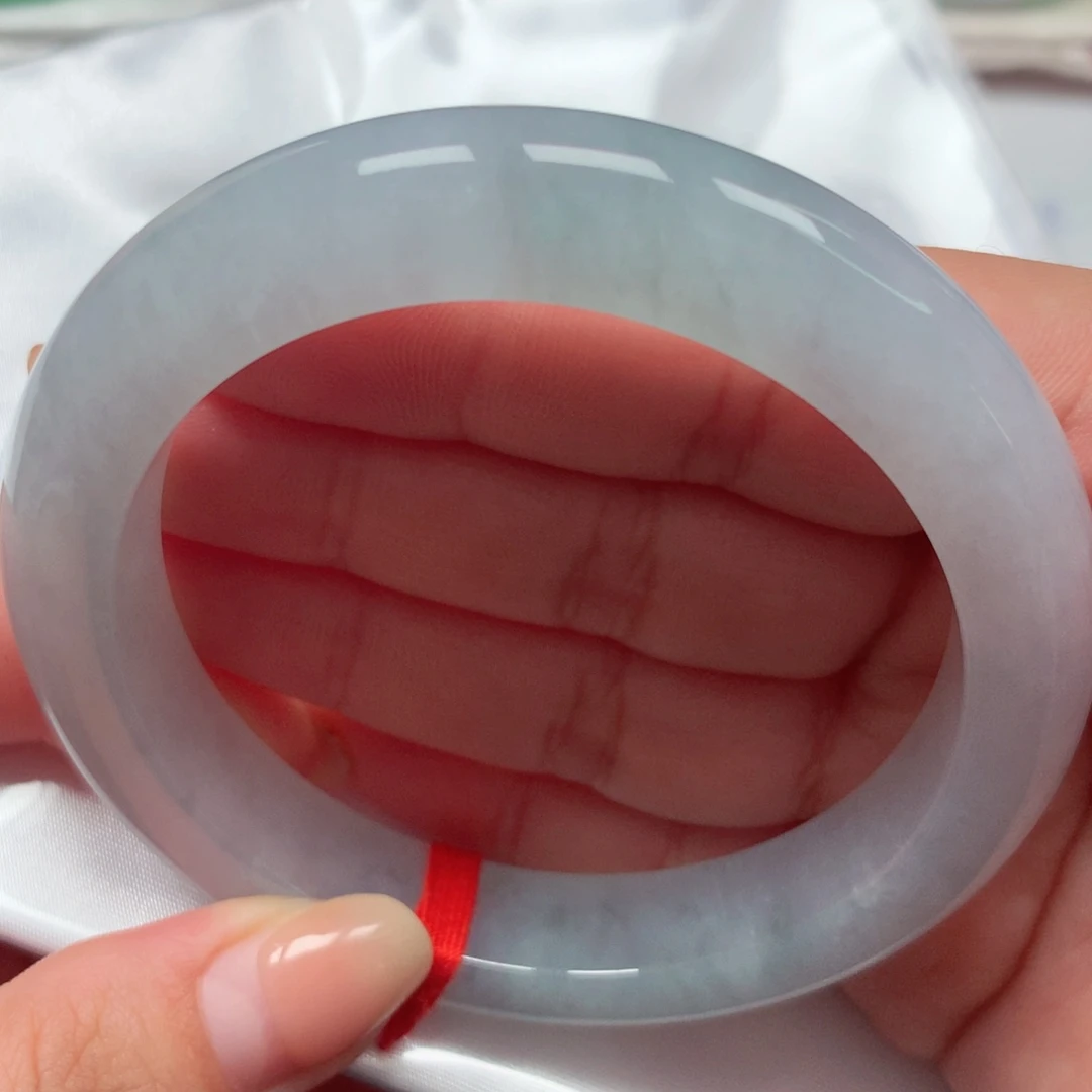 翡翠未镶嵌手镯13冰川蓝厚装