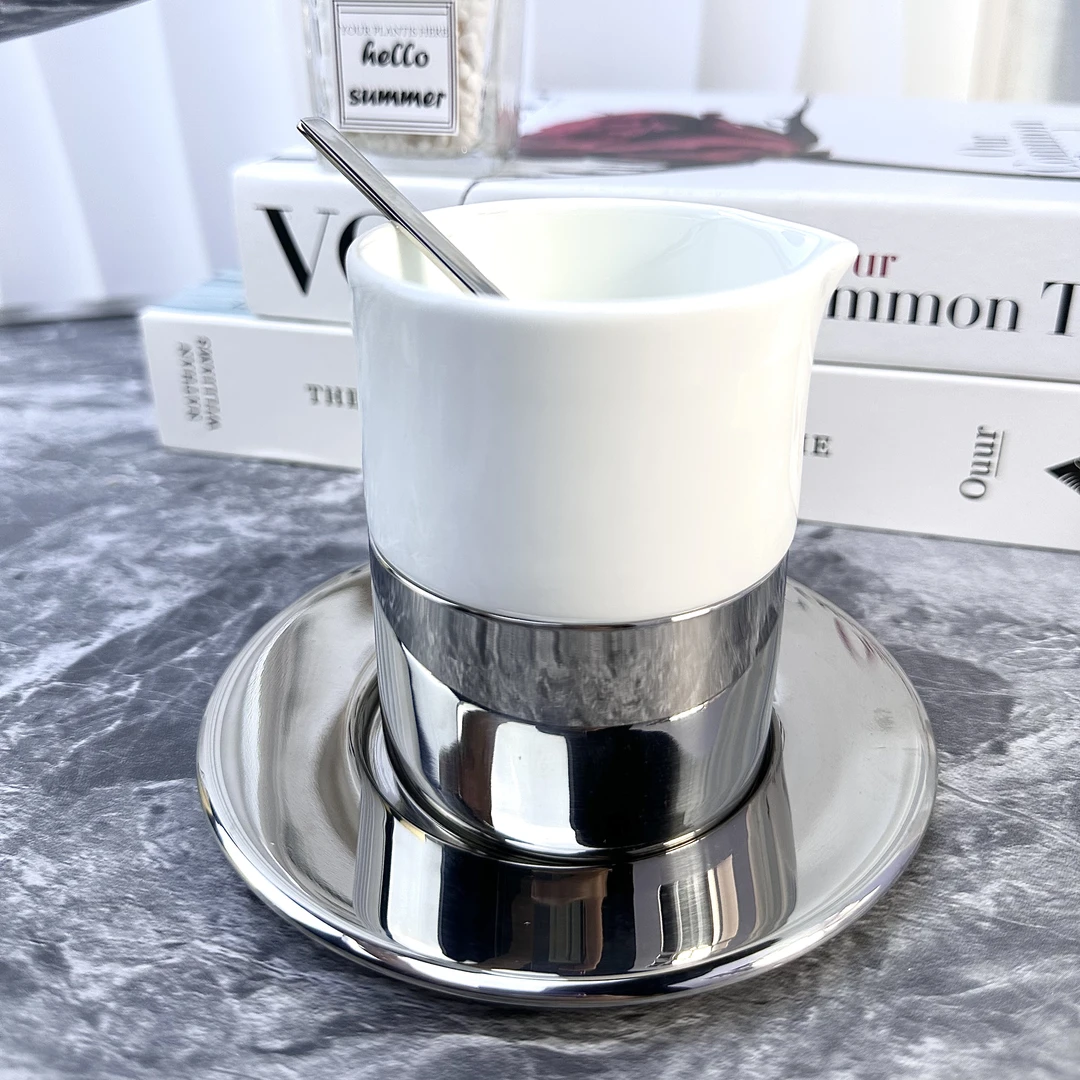 意大利骨瓷不锈钢轻奢咖啡杯