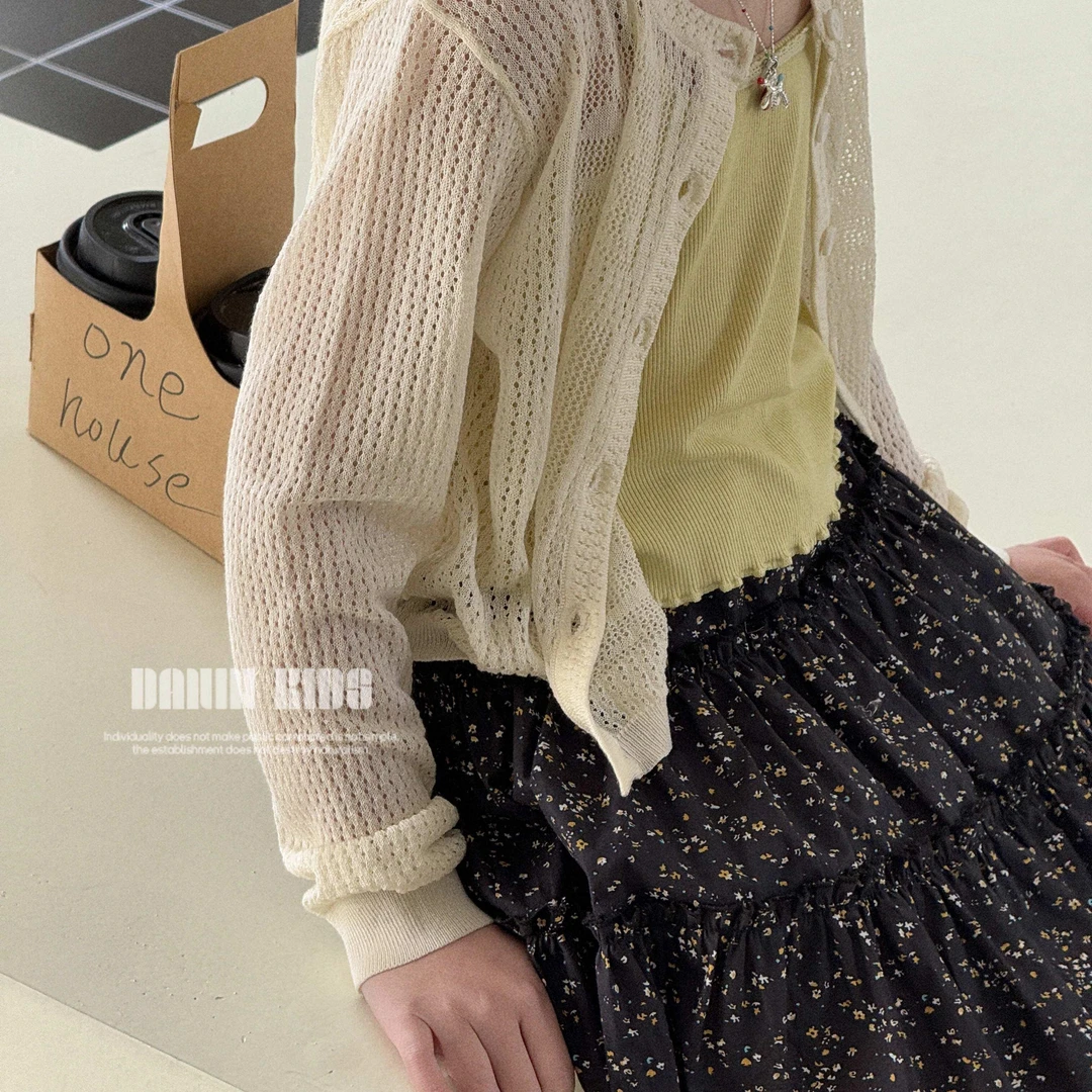 【嗒囜】女童夏款韩版碎花A字蛋糕短裙儿童半身裙子黑色tutu蓬蓬裙