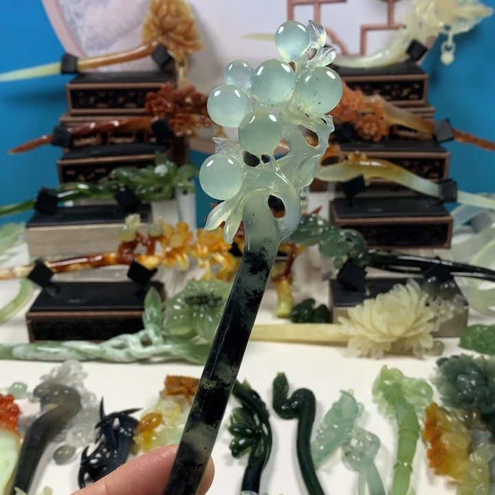 未镶嵌蛇纹石玉发簪