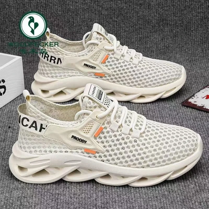 【正品】啄木鸟男鞋夏季百搭网眼鞋飞织透气网孔轻便休闲鞋网鞋薄款