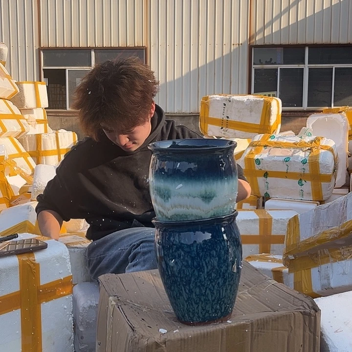 紫砂花盆宜兴紫砂粗陶花盆18/22