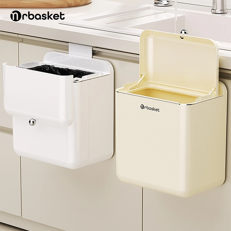 厨房垃圾桶挂式免弯腰家用带盖大容量可移动橱柜门厨余垃圾收纳桶