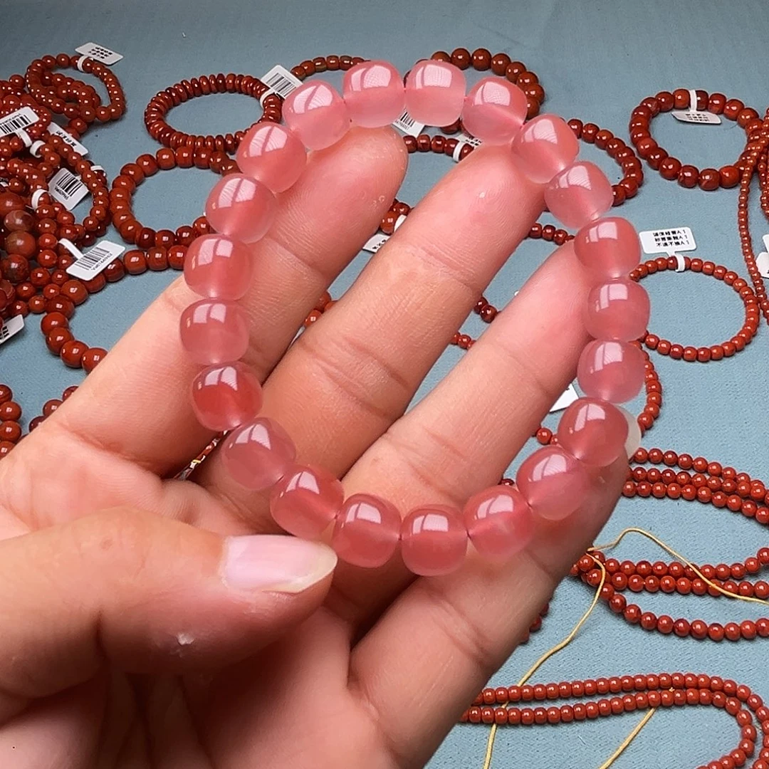 南红玛瑙未镶嵌手链玫瑰冰粉卡10+