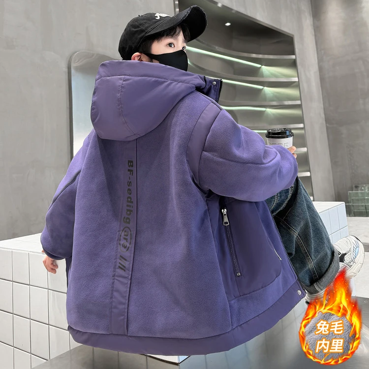 男童2025新款中大童洋气男孩冬装小男孩男孩加绒加厚洋气外套儿童