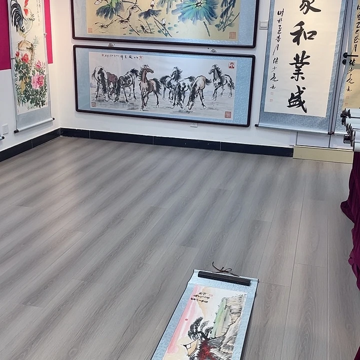 国画富水长流手绘作品