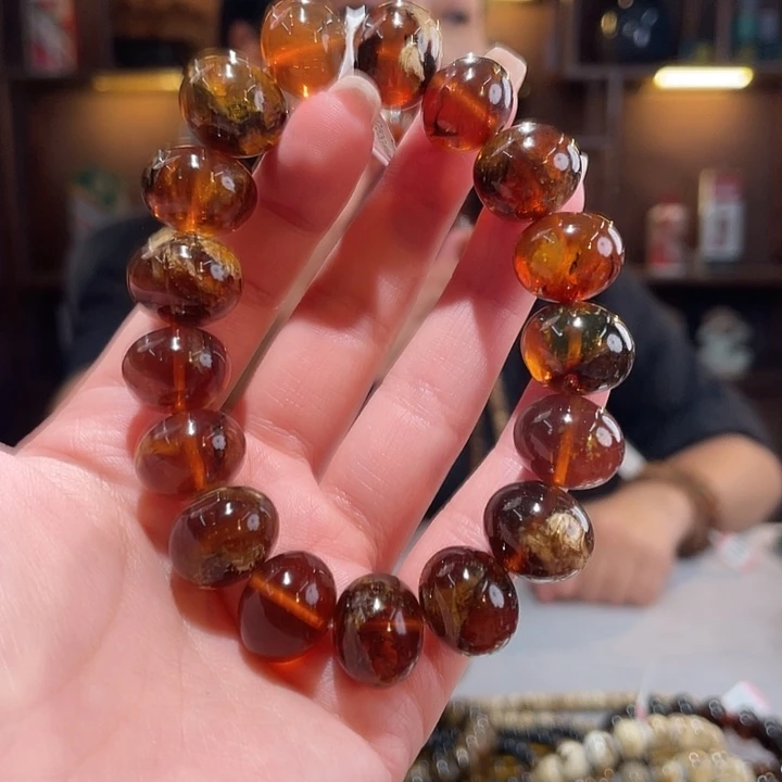 琥珀未镶嵌手链15m花