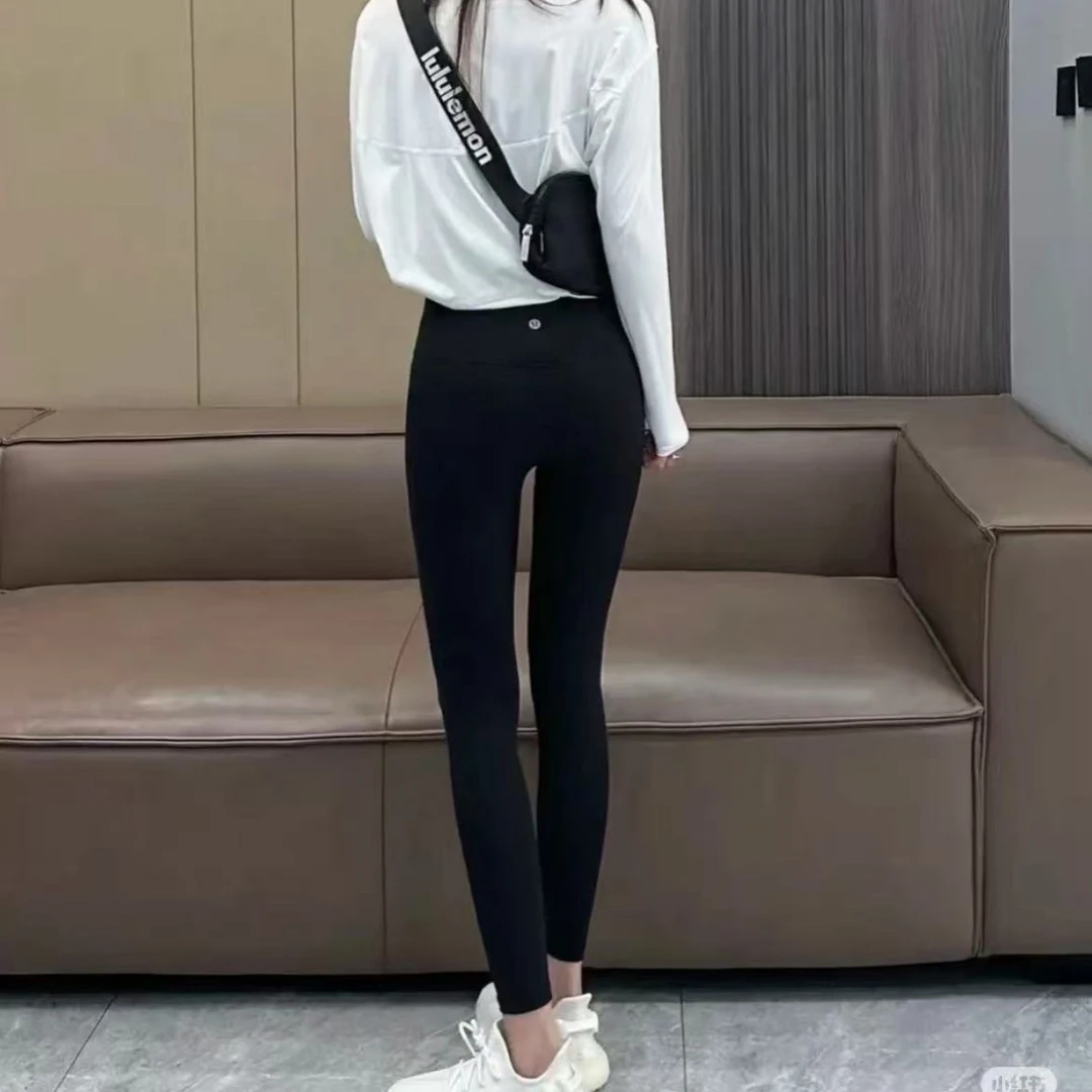 薄款l原版ulu家原标同款腰标瑜伽裤裸感高腰透气健身九分裤蜜桃se