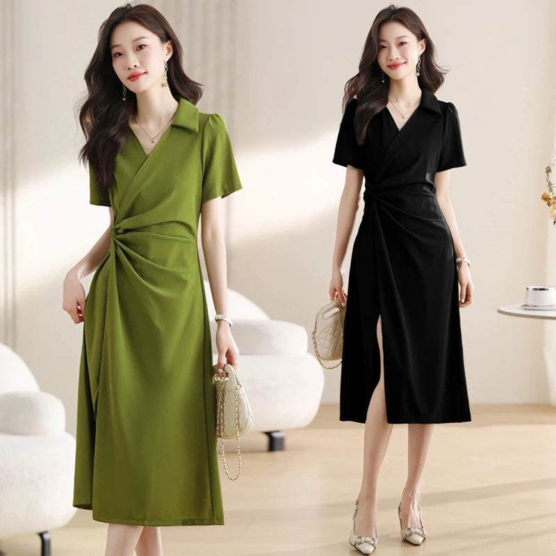 夏季连衣裙中年女人旅游穿的裙子收腰时尚赫本风法式