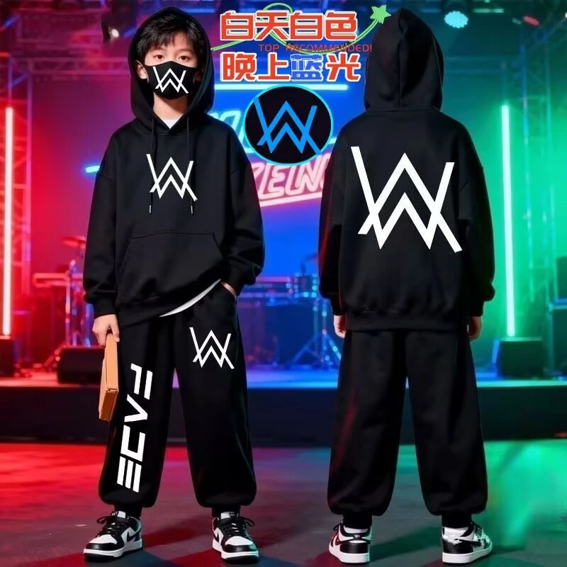 嘉豪同款衣服儿童卫衣口罩艾伦沃克战衣家豪套装舞团strong哥暗黑