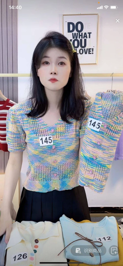 145 彩色短袖针织上衣女