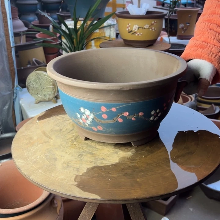 紫砂蓝富贵点菜大 口径30×16