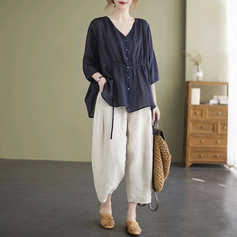 大码中年妈妈夏装套装今年新款中老年短袖上衣棉麻裤子洋气两件套