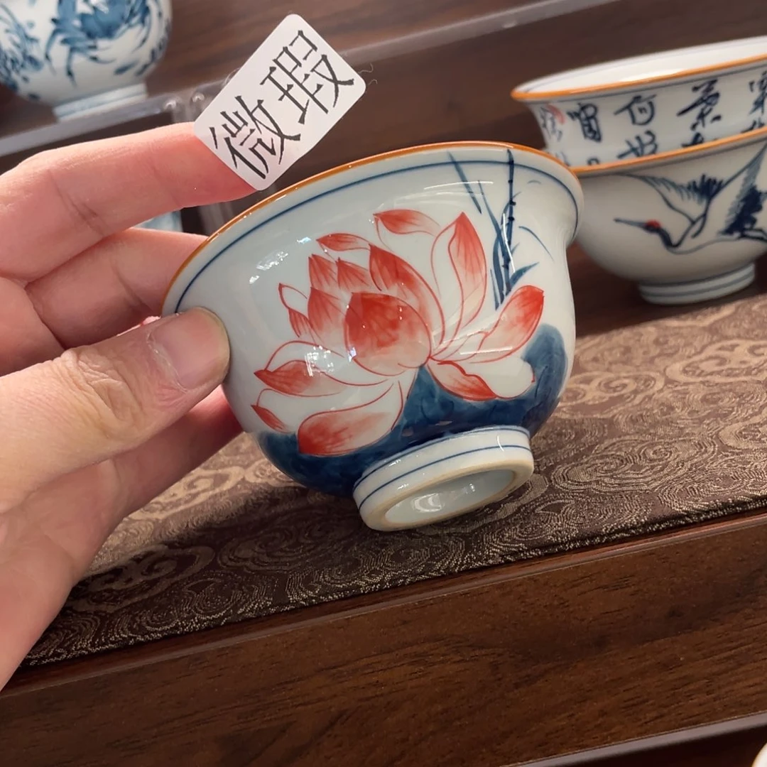 釉下手绘茶具微瑕