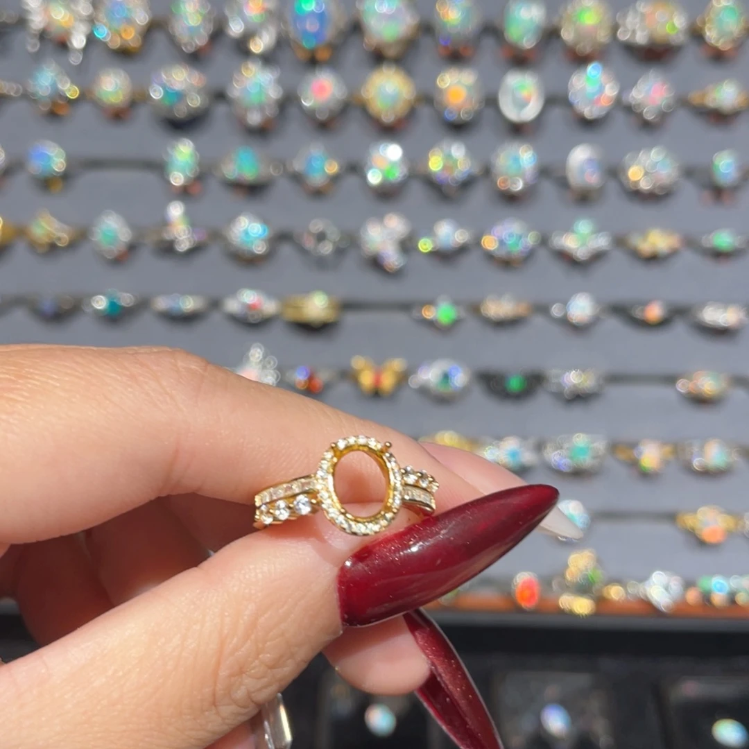 明***k欧泊银S925镶嵌欧泊戒指