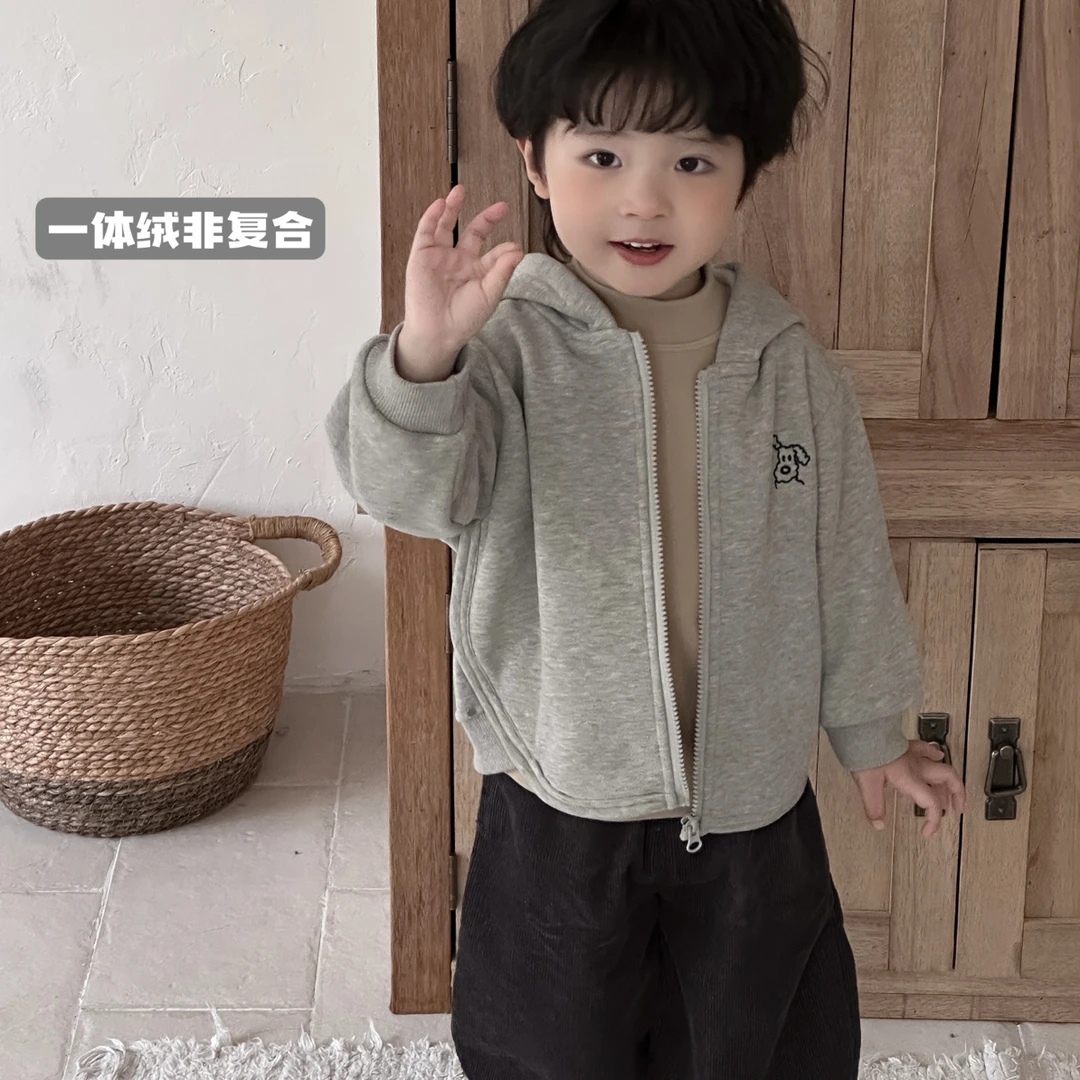 9/24【设计感】中小童男女秋冬款加绒外套开衫连帽