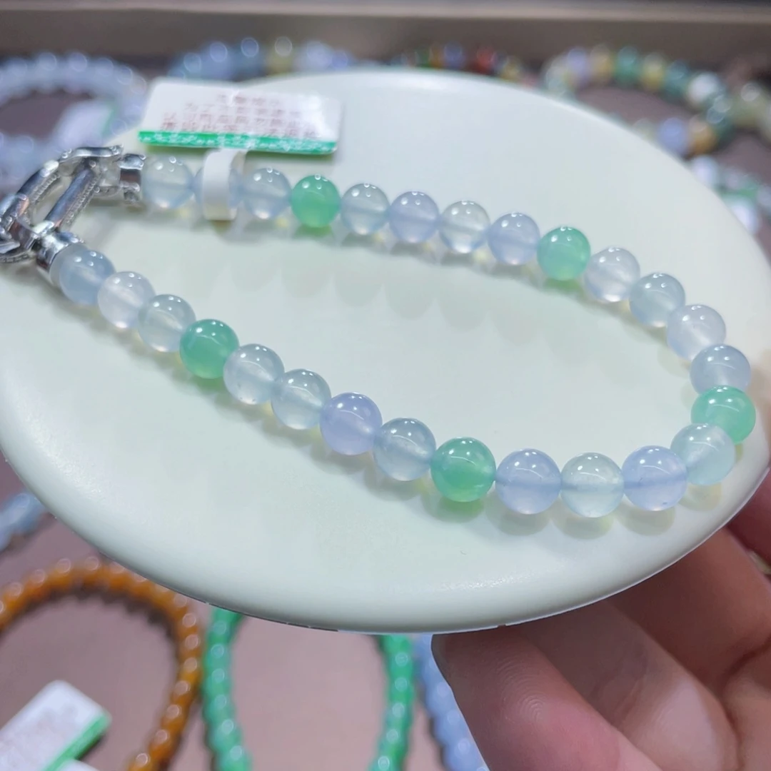 未镶嵌手链翡翠高冰幻彩卡6