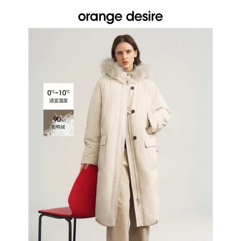 【温暖结界】orange desire鸭绒貂子毛领长款羽绒服OD2EWWY2042
