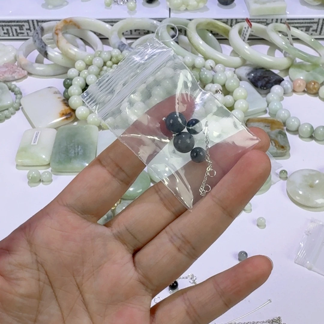 是****蓝田玉（蛇纹石化大理石玉）耳饰银S925镶嵌