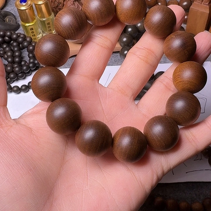 檀香木手串/手链老山檀香土埋老料虎皮纹1.8粗抛沉水