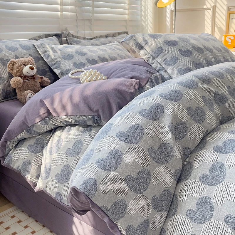 纯棉磨毛印花四件套卧室家用被套床单学生宿舍三件套单人床品套件