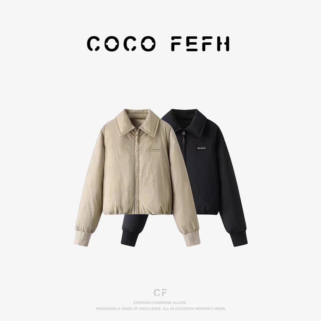 COCO FEFH【羽绒服】刘雯羽绒服时尚百搭翻领短夹克外套女H0139