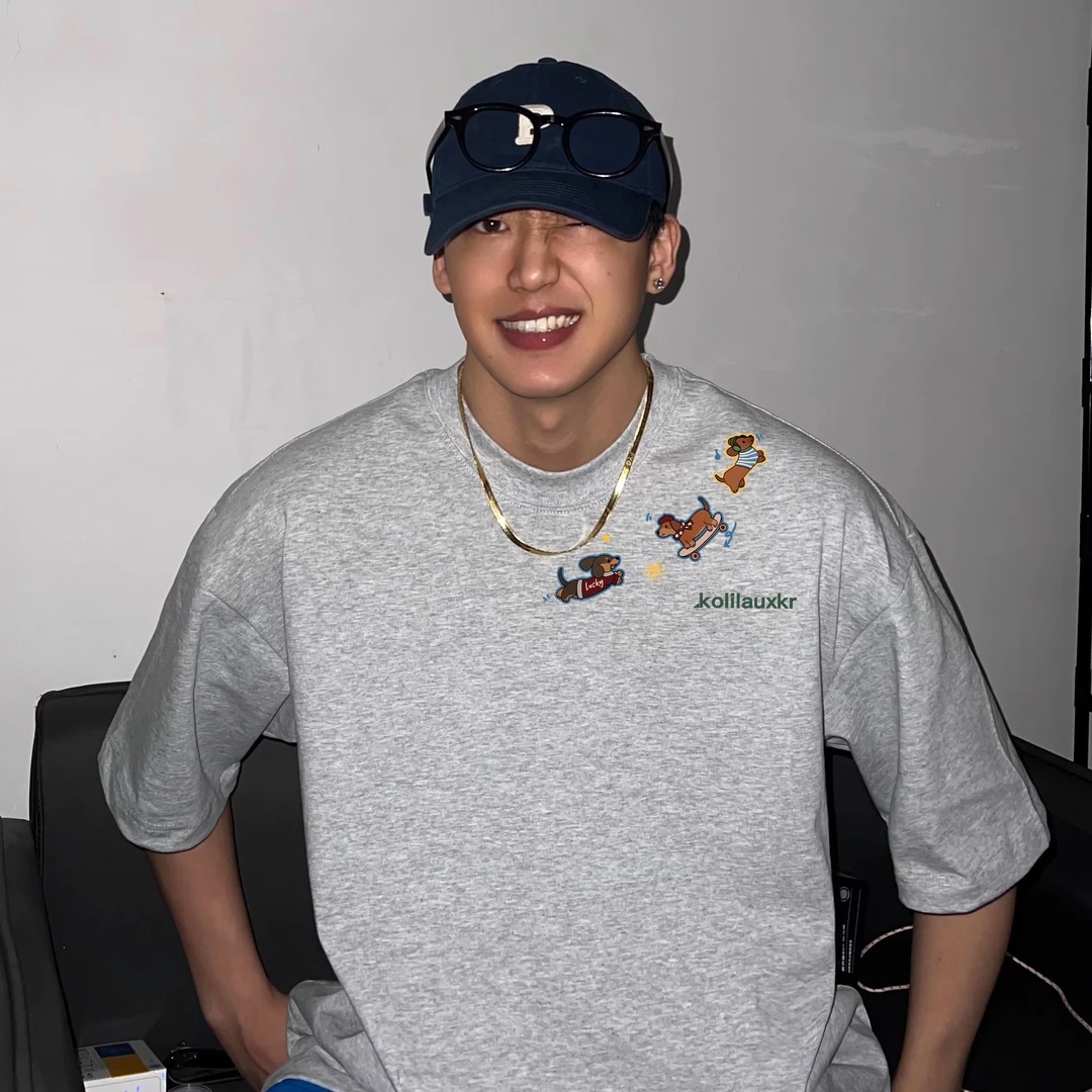 HIP潮牌美式复古重磅趣味小狗印花T恤短袖百搭休闲半袖大码体恤衫