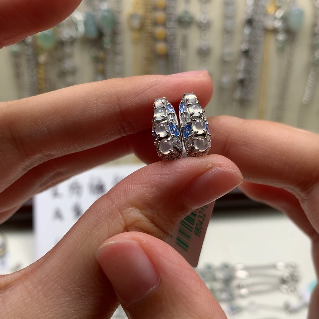 潋***潋翡翠银S925镶嵌戒指耳钉