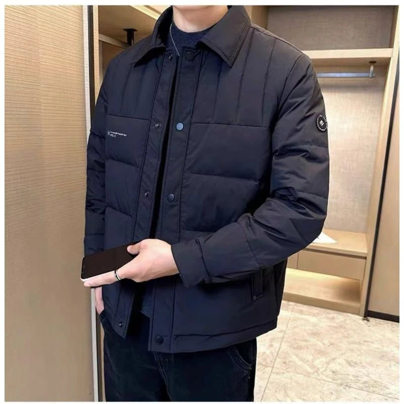 冬季90白鸭羽绒服外套男宽松保暖翻领帅气高端外套男款502