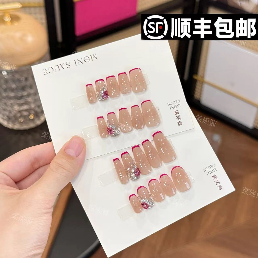 【极简玫红·高定施华洛】moni sauce茉妮酱设计穿戴甲气质流行ins风