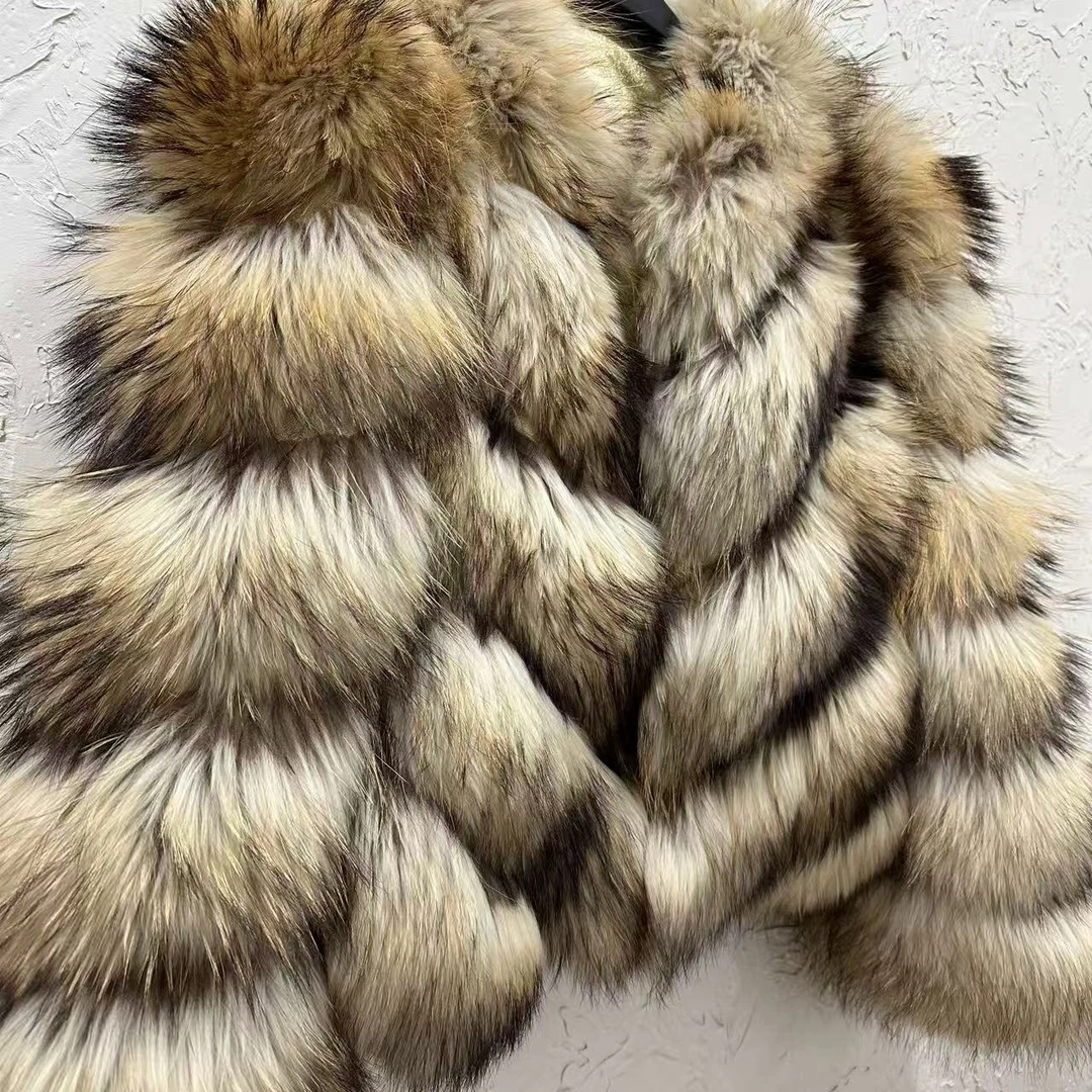 【QINGYAN】北极貉拼接绵羊皮整张皮草外套