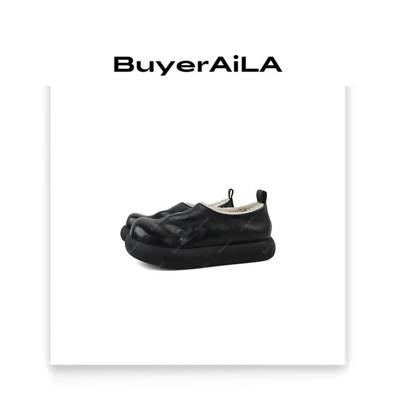 极简主义印象水洗牛皮小土豆慵懒皮毛一体羊毛保暖勃肯鞋