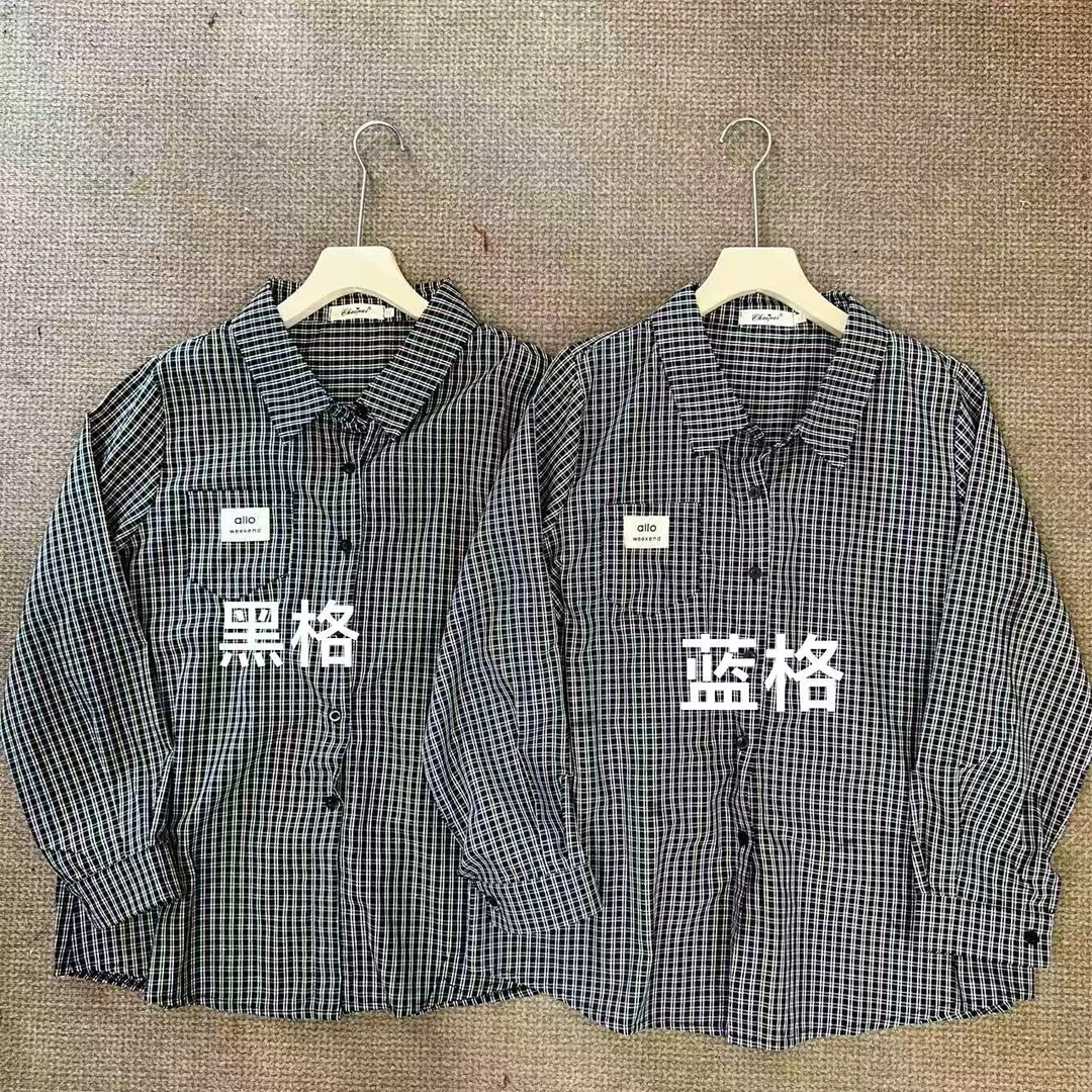 「南法少女」东东家*9574大码早秋新款休闲百搭格子宽松显瘦衬衫