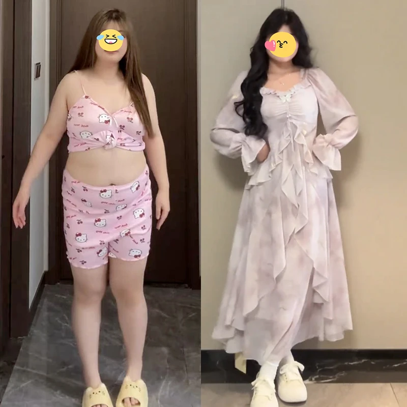 2025早秋海边旅游气质灰蓝色晕染仙气蝴蝶烫金荷叶边长袖连衣裙女