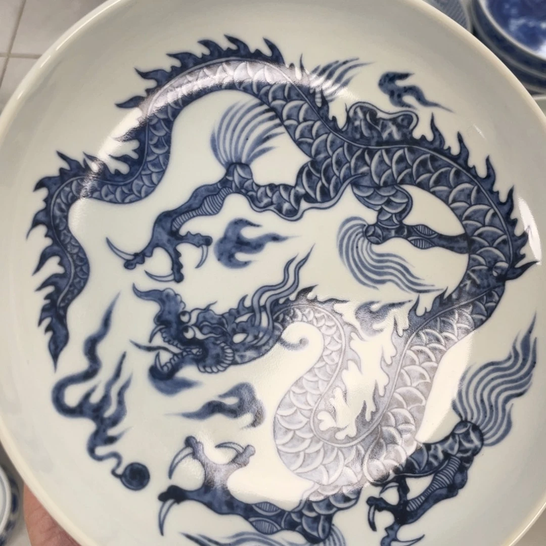 瓷片景德镇青花铠甲龙大壶承