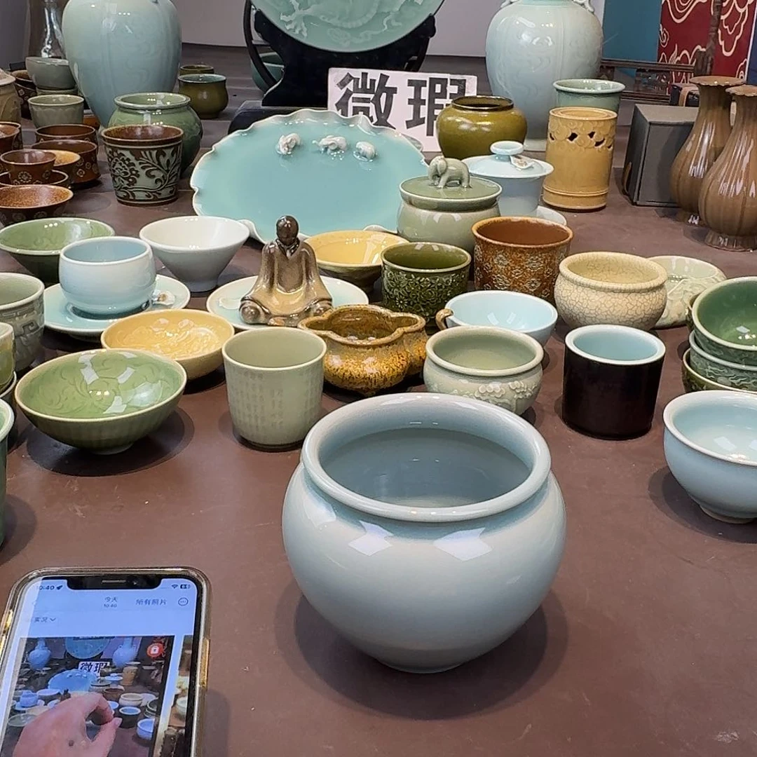 不***园龙泉青瓷茶具微瑕
