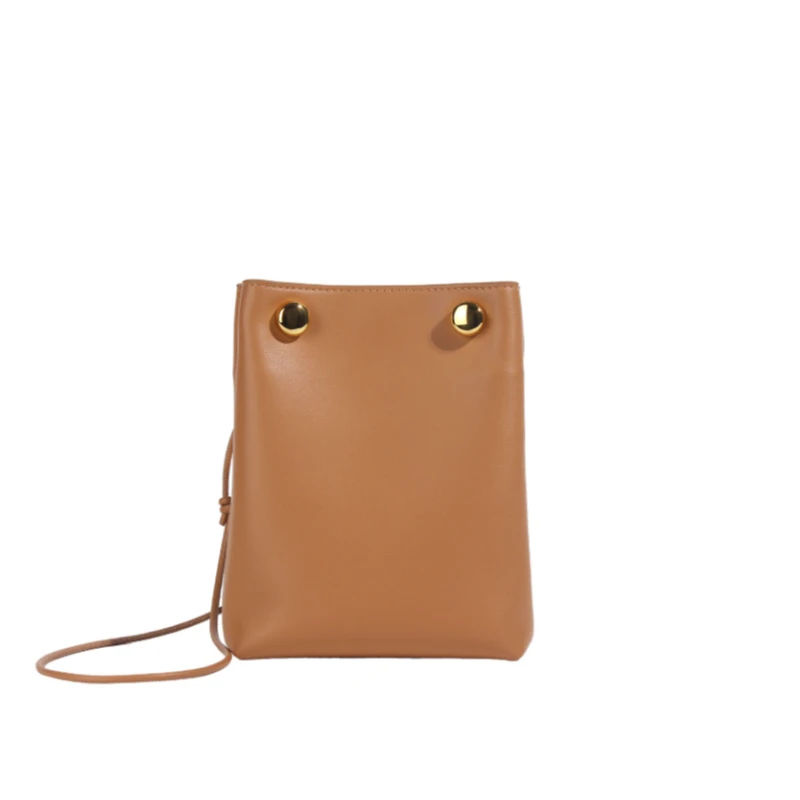 新款真牛皮手机包百搭单肩斜挎包BK-6041-暖沙棕