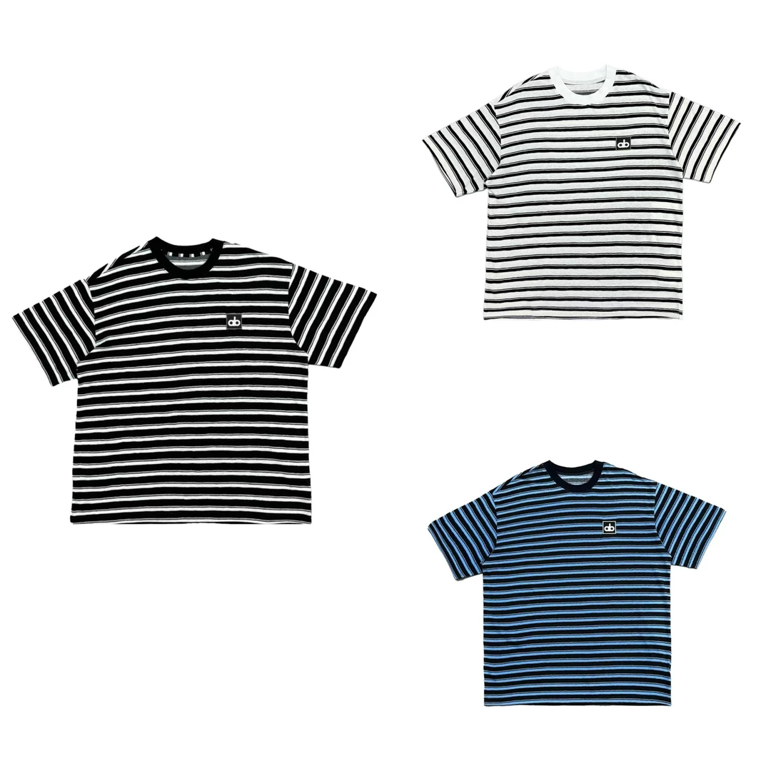 [M]黑白蓝黄灰五色条纹休闲潮流时尚儿童宽松体恤(夏日炎炎）