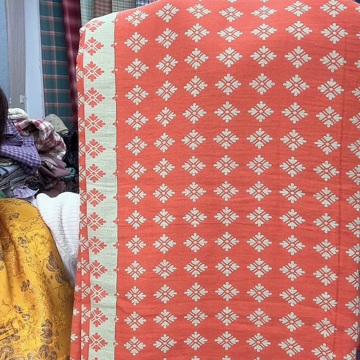 棉2.5米×2.4米床单宽边橘色