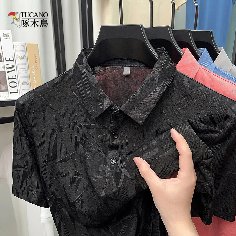 透气休闲polo衫男百搭商务无痕男装时尚夏季上衣短袖男士凉
