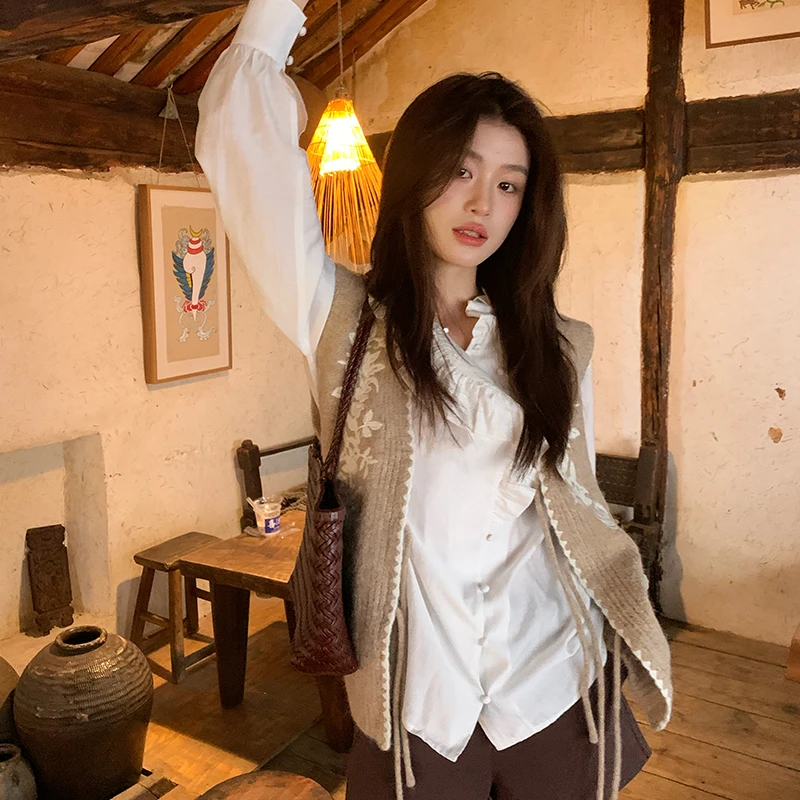 【法式甜心】RARE ME法式气质时髦女装荷叶边宽松开襟衬衫女