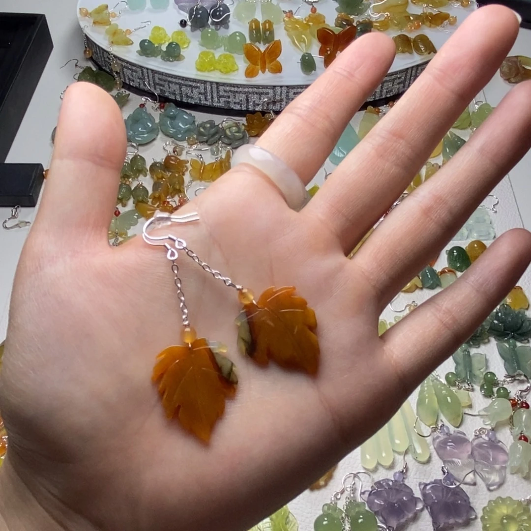 蛇纹石玉合金耳饰/颈饰