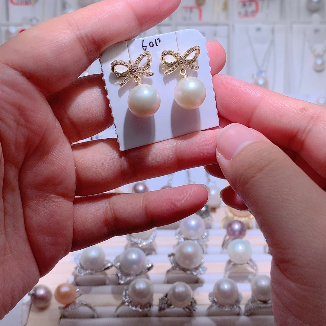 耳饰银S925镶嵌淡水珍珠CC11.4mm